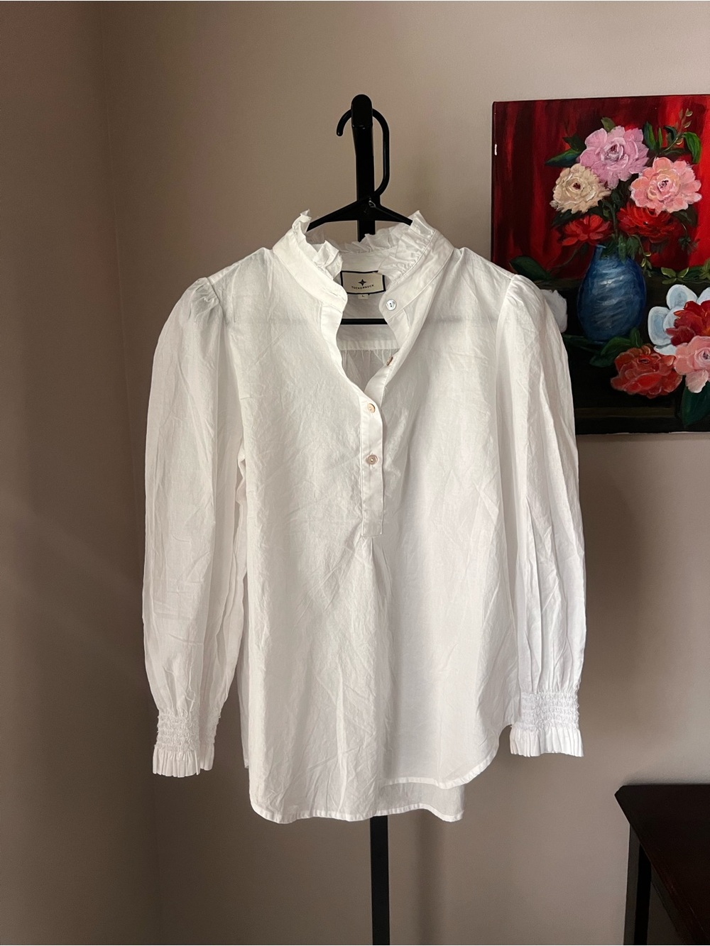 Tuckernuck White Ruffled Collar Button-Front Blouse